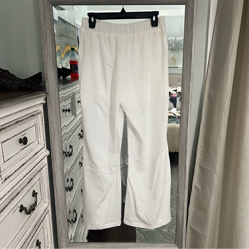 SHEIN Essence women’s relaxed fit casual wide leg pants w pockets& tie waist- S - Picture 12 of 14